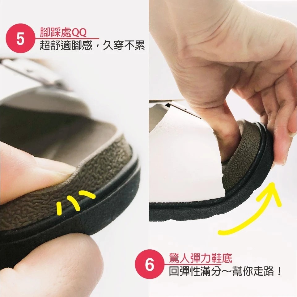 台灣製 女鞋 質感雙釦寬帶魔鬼氈休閒厚底涼鞋-細節圖5
