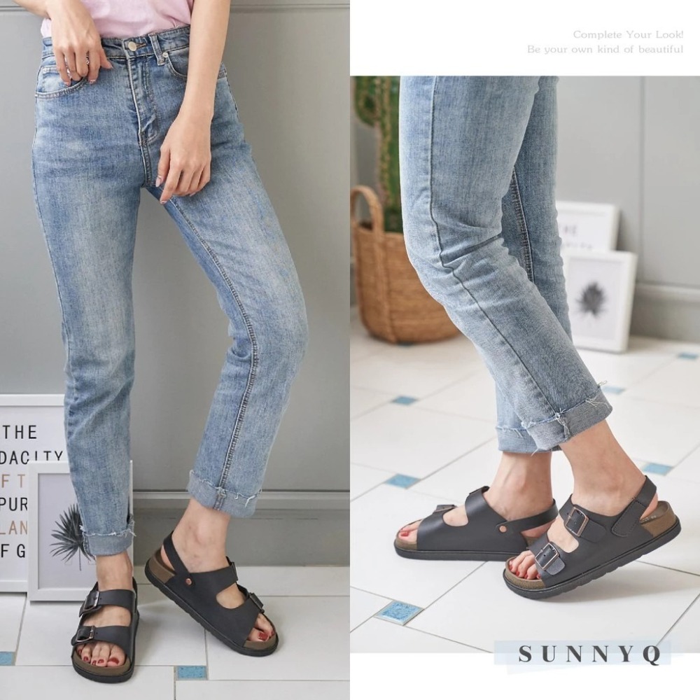 台灣製 女鞋 質感雙釦寬帶魔鬼氈休閒厚底涼鞋-細節圖8