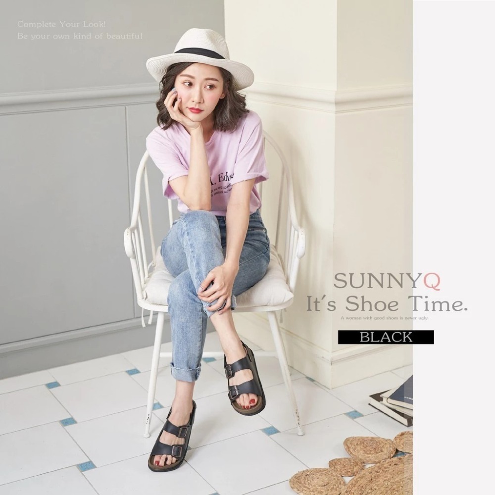 台灣製 女鞋 質感雙釦寬帶魔鬼氈休閒厚底涼鞋-規格圖9