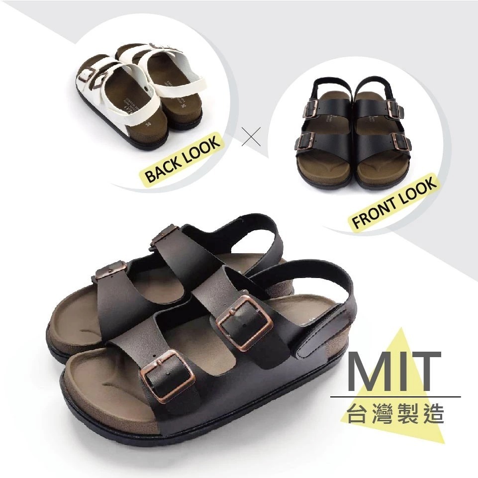 台灣製 女鞋 質感雙釦寬帶魔鬼氈休閒厚底涼鞋-規格圖9