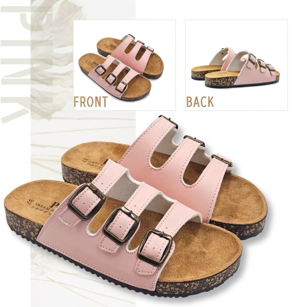 MIT 女鞋 三扣環可調整硬底支撐舒適拖鞋-細節圖8