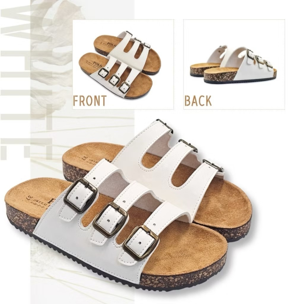 MIT 女鞋 三扣環可調整硬底支撐舒適拖鞋-細節圖10