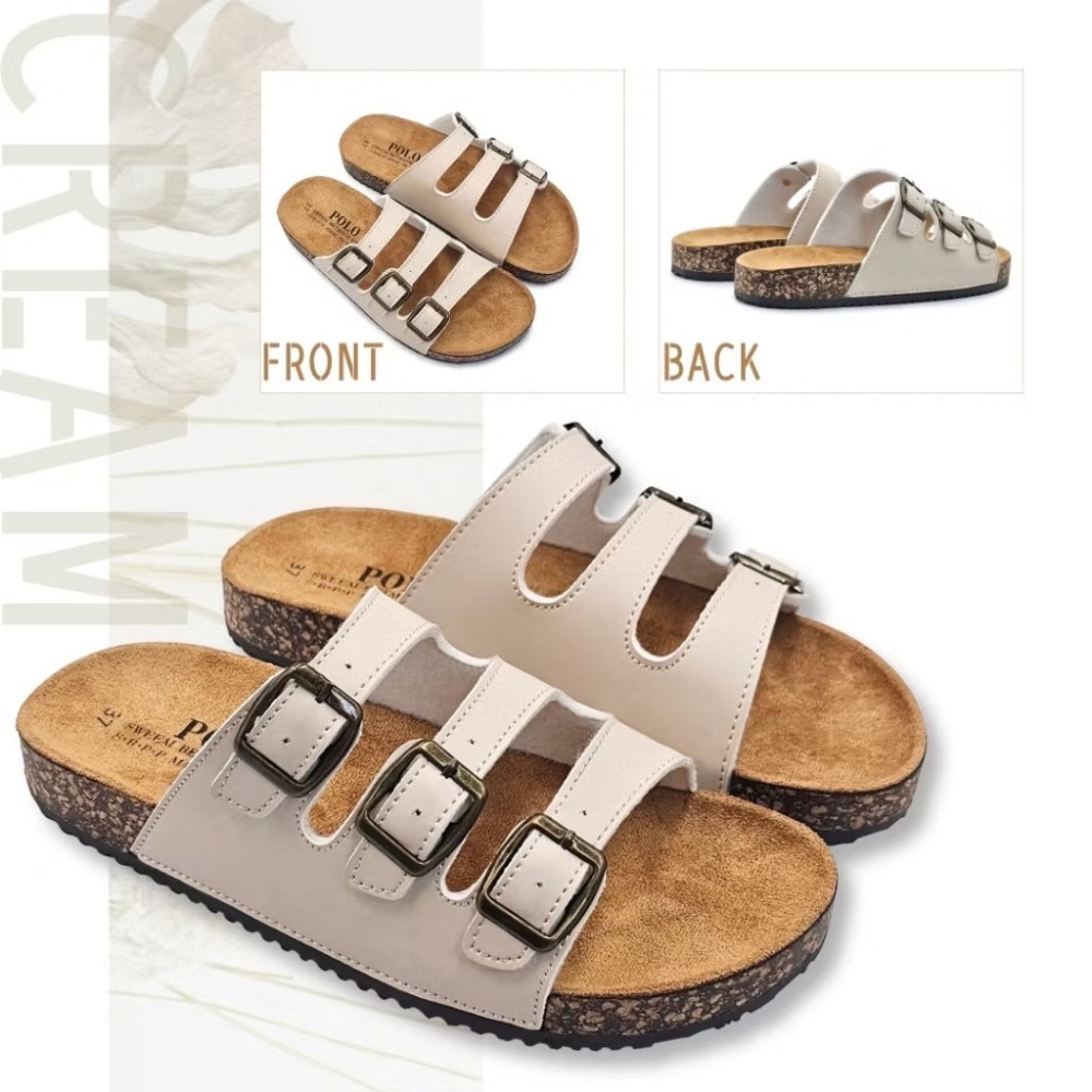 MIT 女鞋 三扣環可調整硬底支撐舒適拖鞋-規格圖11