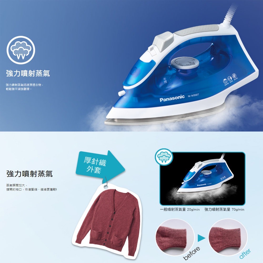 12H快速出貨 發票保固 Panasonic 國際牌 NI-M300 蒸氣 電熨斗 熨斗 燙熨 襯衫-細節圖4