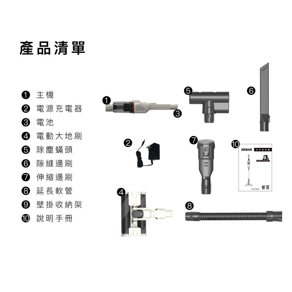 禾聯 HERAN 360度 手持 吸塵器 HVC-25SCG1W 手持吸塵器 無線吸塵器 除塵蟎【母親節限時特惠】-細節圖7