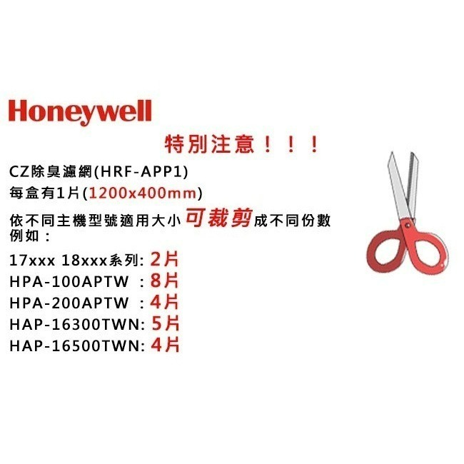 快速出貨 附發票 Honeywell CZ除臭濾網 HRF-APP1 CZ濾網 清淨機 空氣清淨機-細節圖2