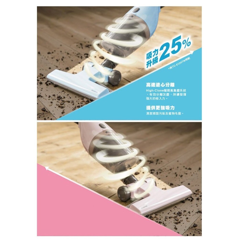 公司貨 日本 TWINBIRD 手持 直立 兩用 吸塵器 TC-5220 有線吸塵器 【目前僅有粉色 快速出貨】-細節圖5