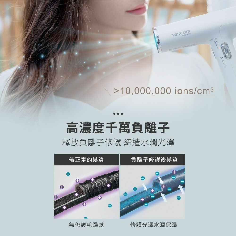 TESCOM 專業級負離子吹風機 TD880ATW 霧黑色/雪白-細節圖8