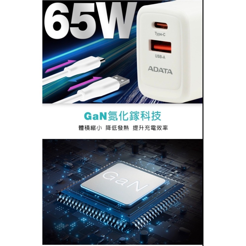 【ADATA 威剛】JT-G65Q USB-C/A 65W 氮化鎵 雙孔 PD快充充電器-細節圖4