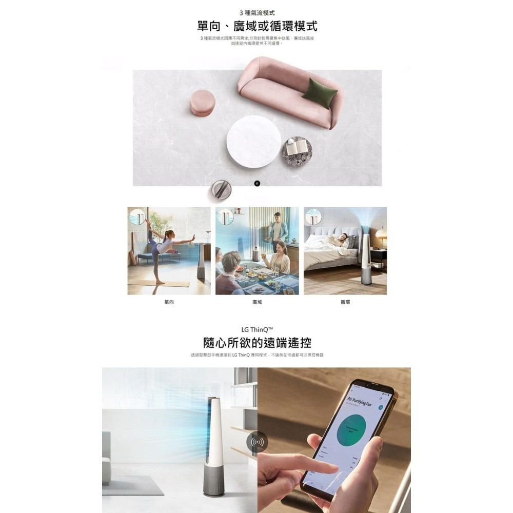 【快速出貨】LG PuriCare™ AeroTower 風革機 二合一 清淨機 電風扇-細節圖6