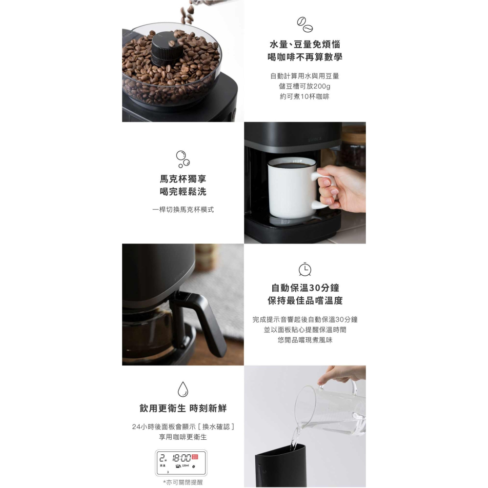 【2025新款 快速出貨】siroca 全自動 石臼式 研磨 咖啡機 SC-C2510-細節圖7