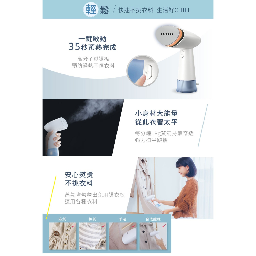 【Philips 飛利浦】手持蒸氣迷你輕巧掛燙機 STH1000/10-細節圖3