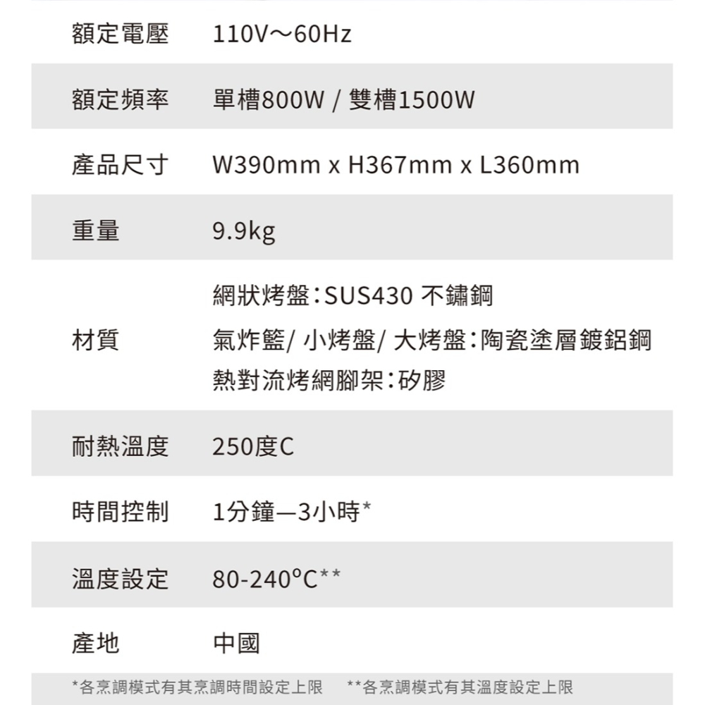 【Oster】雙煮星 11L 四合一 雙槽氣炸鍋 氣炸烤箱(附8大配件)-細節圖11