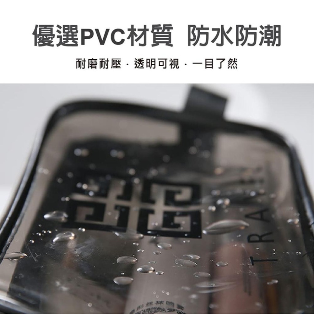 【台灣現貨】【賀野市集】PVC半透明化妝包 防水收納包 旅遊洗漱包 整理收納 瓶罐 小物 收納 外出 輕便 旅行收納包-細節圖5