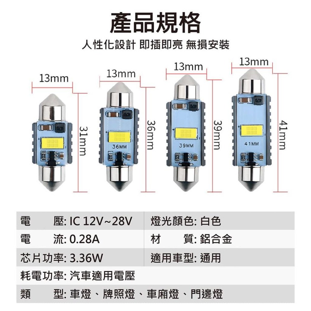 【台灣現貨】【賀野市集】3570 雙尖LED 極致爆亮解碼 室內燈 閱讀燈 行李箱燈 車門燈 航空鋁合金散熱 多長度可選-細節圖9