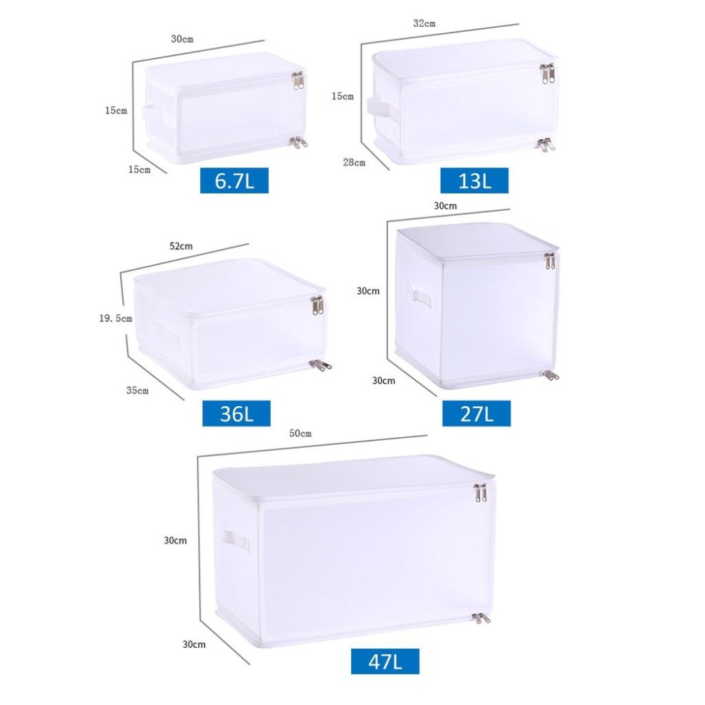 【台灣現貨】【賀野市集】摺疊收納箱 磨砂透明 PP材質 多功能收納 防水 多種尺寸 輕便 防潮 拉鍊式 附提把 雙色可選-細節圖9