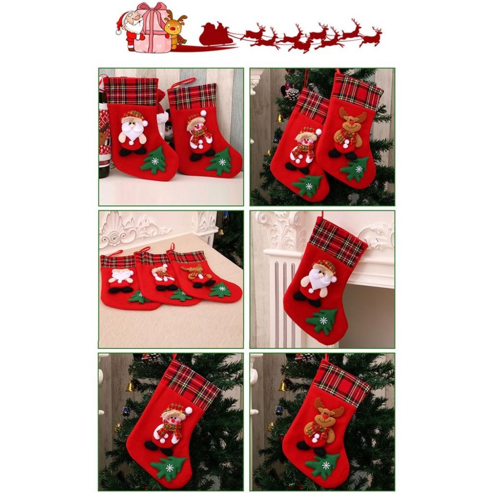 【台灣現貨】【賀野市集】聖誕襪 耶誕襪 立體造型 耶誕節裝飾 聖誕樹吊飾 禮物袋 耶誕袋 麋鹿 雪人 聖誕老公公 聖誕節-細節圖8