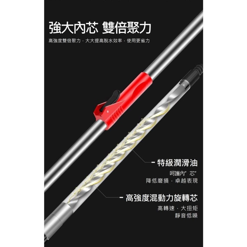 【台灣現貨】【賀野市集】加強版 旋轉拖把 桿身加強不鏽鋼 更好洗拖 加厚超吸水細纖維布 1桶1桿5布 手壓拖把 乾濕兩用-細節圖5
