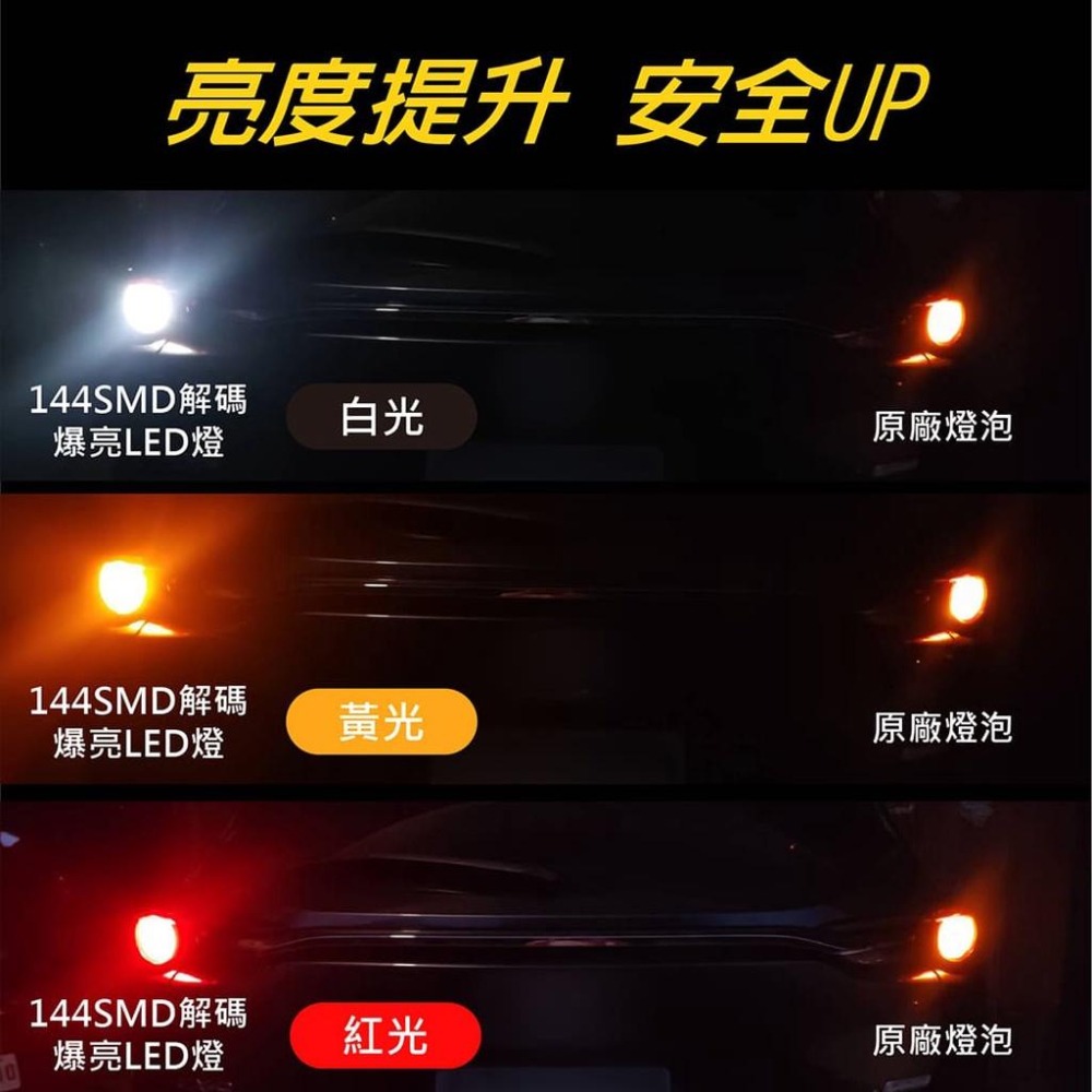 【台灣現貨】【賀野市集】144SMD 144燈 LED 爆亮解碼 方向燈 倒車燈 霧燈 1156 1157 T20 車燈-細節圖6
