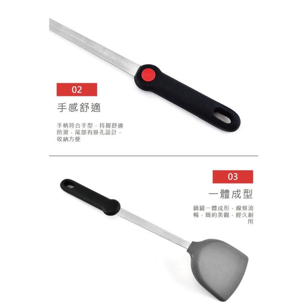 【台灣現貨】【賀野市集】不鏽鋼紅點矽膠鍋鏟 耐高溫 不沾鍋專用 美觀大方 好握 容易清洗 煎鏟 平鏟-細節圖6