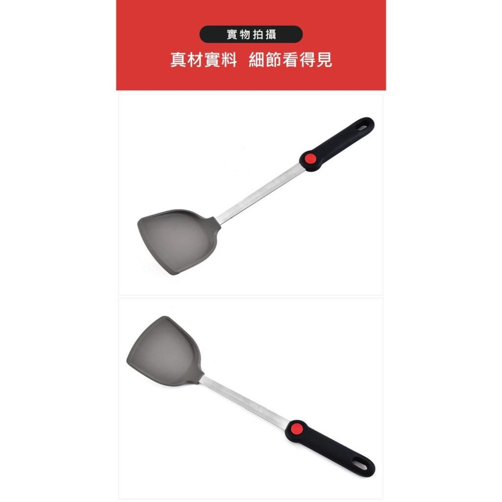 【台灣現貨】【賀野市集】不鏽鋼紅點矽膠鍋鏟 耐高溫 不沾鍋專用 美觀大方 好握 容易清洗 煎鏟 平鏟-細節圖7