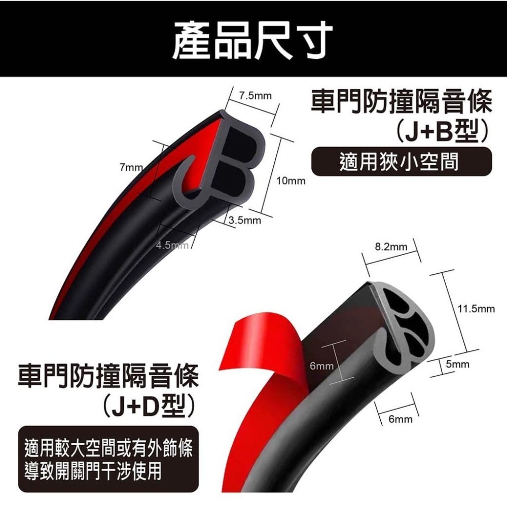 【台灣現貨】【賀野市集】全新設計 汽車車門防撞氣密隔音條 J+B型 (5m) 隔音神器 減少風切 外在噪音 自由剪裁-細節圖7