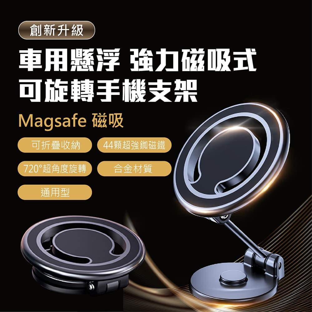 【台灣現貨】【賀野市集】強力磁吸式可旋轉手機支架 720度旋轉 無痕貼 車用手機架 手機支架 汽車裝備 車內配件-細節圖2