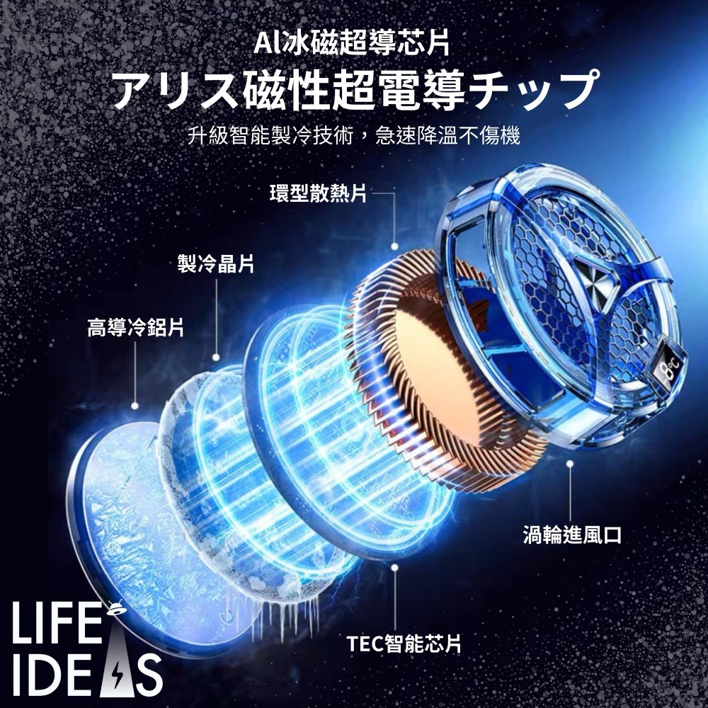 【賀野市集】 手機散熱器 冷霸王 手機 平板降溫 磁力吸附 快速降溫 散熱鰭片吃雞神器 不卡頓 LIFE IDEAS-細節圖7
