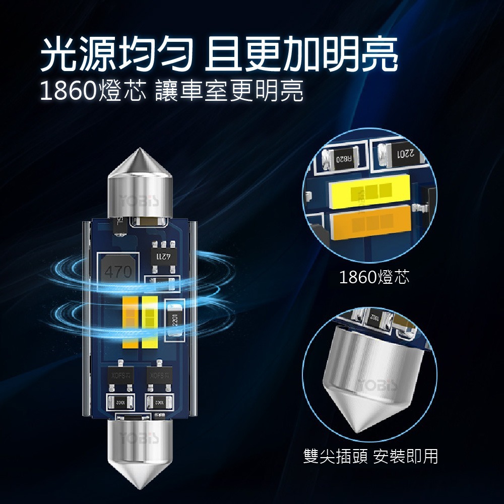 【賀野市集】 雙尖燈泡 1860 LED 雙色 爆亮解碼 室內燈 閱讀燈 行李箱燈 車門燈 散熱燈座 車燈 多種尺寸-細節圖4