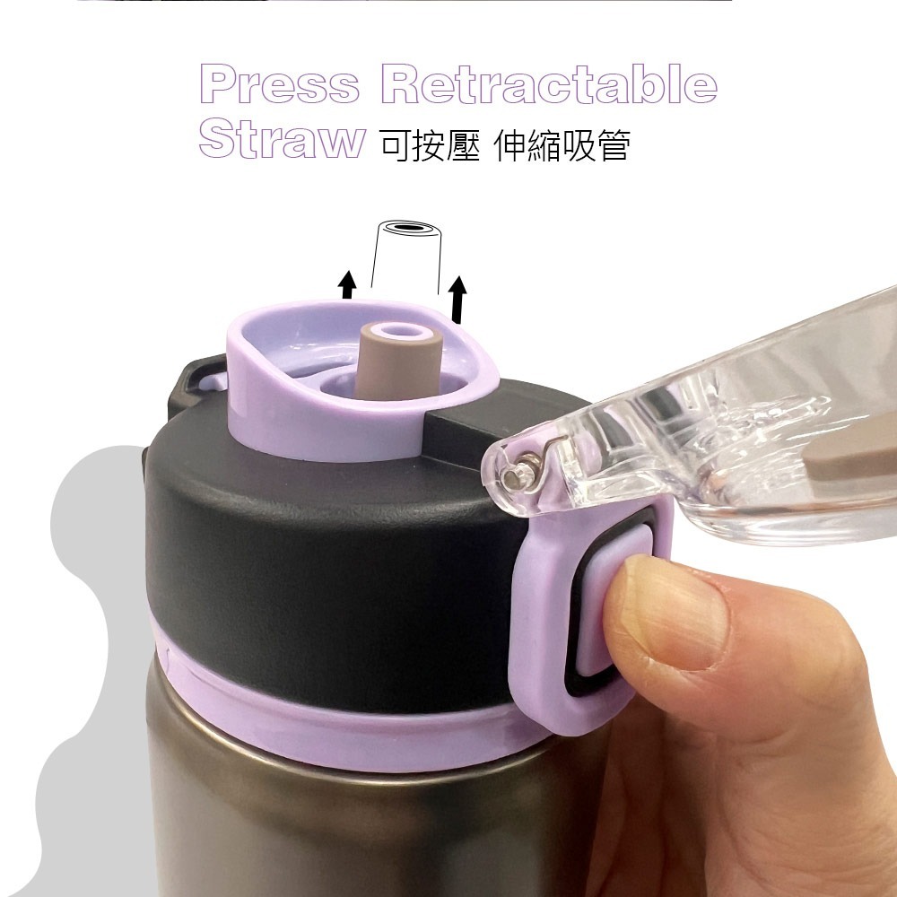 【賀野市集】不鏽鋼水瓶 316不鏽鋼 陶瓷內層 彈蓋 吸管 運動水壺 PLUS PERFECT 晶鑽316陶瓷運動彈跳杯-細節圖4