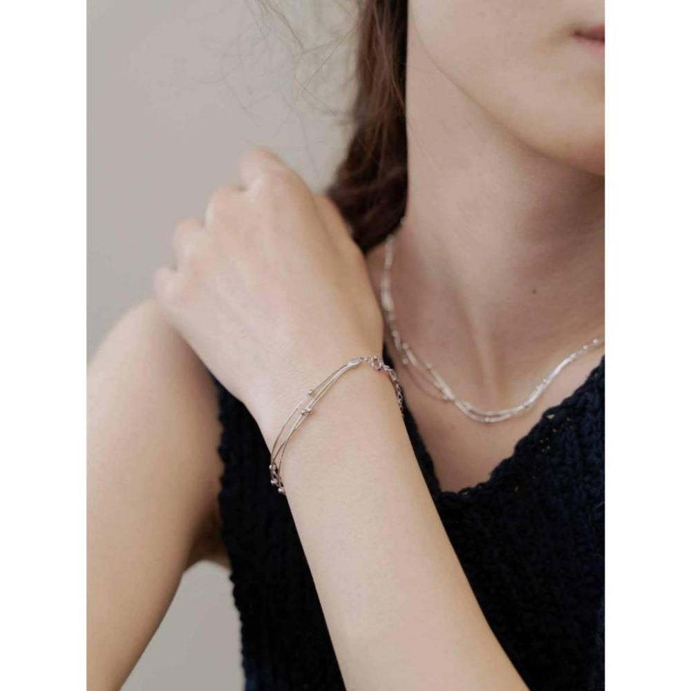 日本法式三層純銀手鍊 全新 S925銀 約16cm+延長鏈4cm-細節圖2