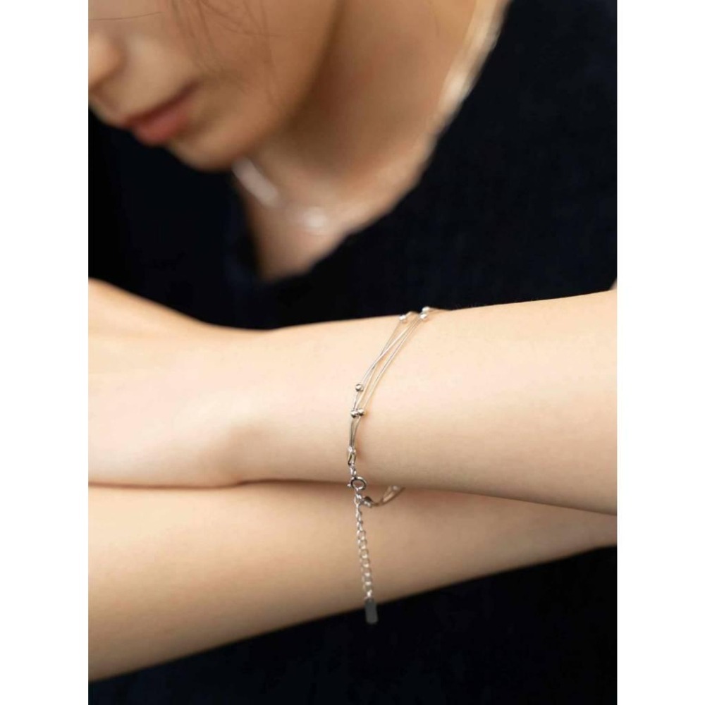 日本法式三層純銀手鍊 全新 S925銀 約16cm+延長鏈4cm-細節圖6