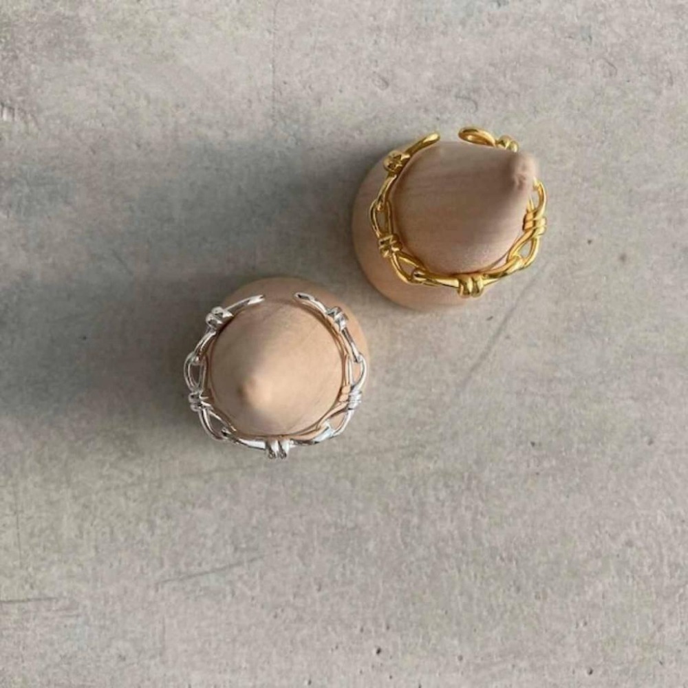 日本小眾品牌 純銀法式浪漫編織造型戒指 全新 大編織款  開口可調節-細節圖2