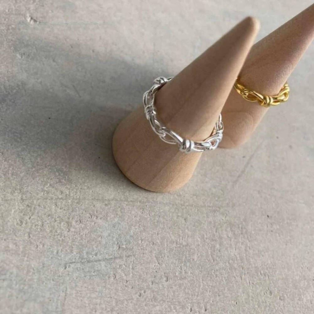 日本小眾品牌 純銀法式浪漫編織造型戒指 全新 大編織款  開口可調節-細節圖3