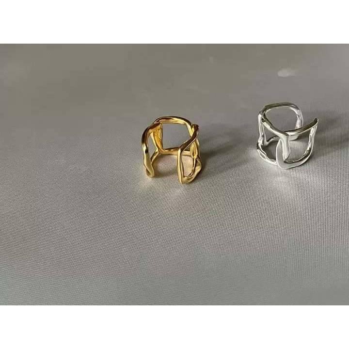 日本Kastane鏤空線條造型純銀耳夾全新 S925銀-細節圖3