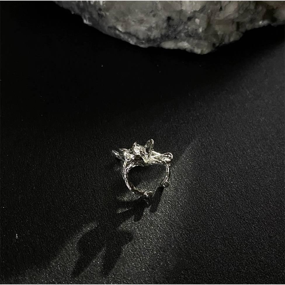 日本花朵造型純銀耳夾 全新 S925銀鍍白金-細節圖4