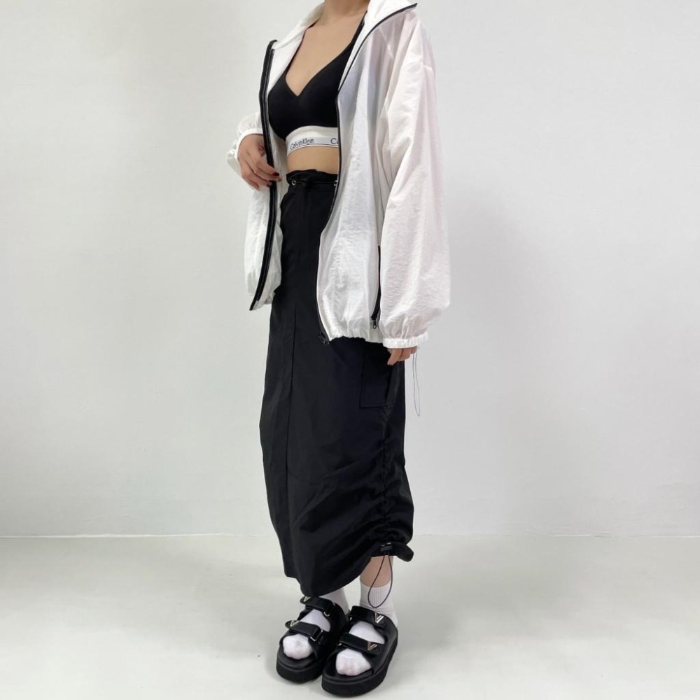 工裝長裙 開衩長裙 美式工裝裙 復古 長裙 工裝風 抽繩長裙 魚尾裙 開衩 工裝長裙 機能風長裙 工裝風 a字長裙 顯瘦-細節圖2