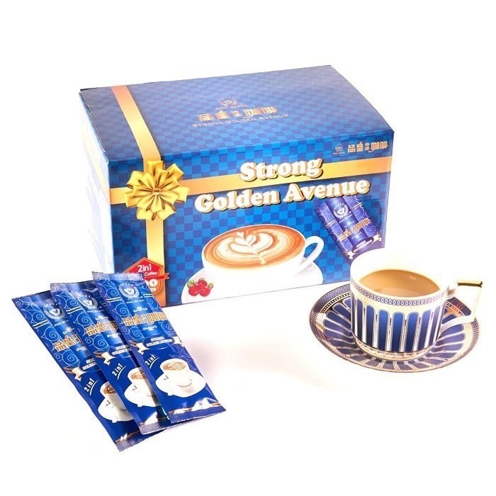 金色大道（特濃）咖啡2合1（藍色）:100入1盒