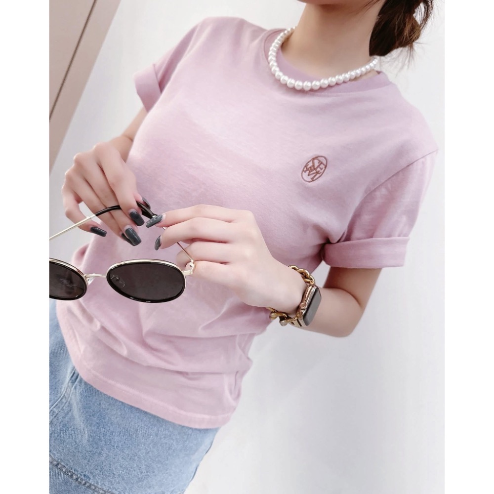 獨家Logo刺繡膠原蛋白棉感Tee-細節圖9