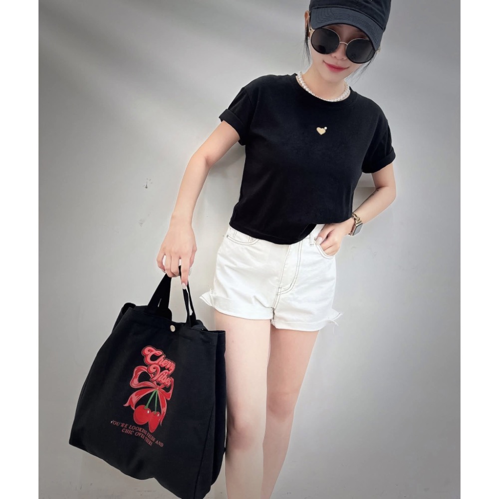 T珍珠徽章點綴長腿棉T-規格圖5