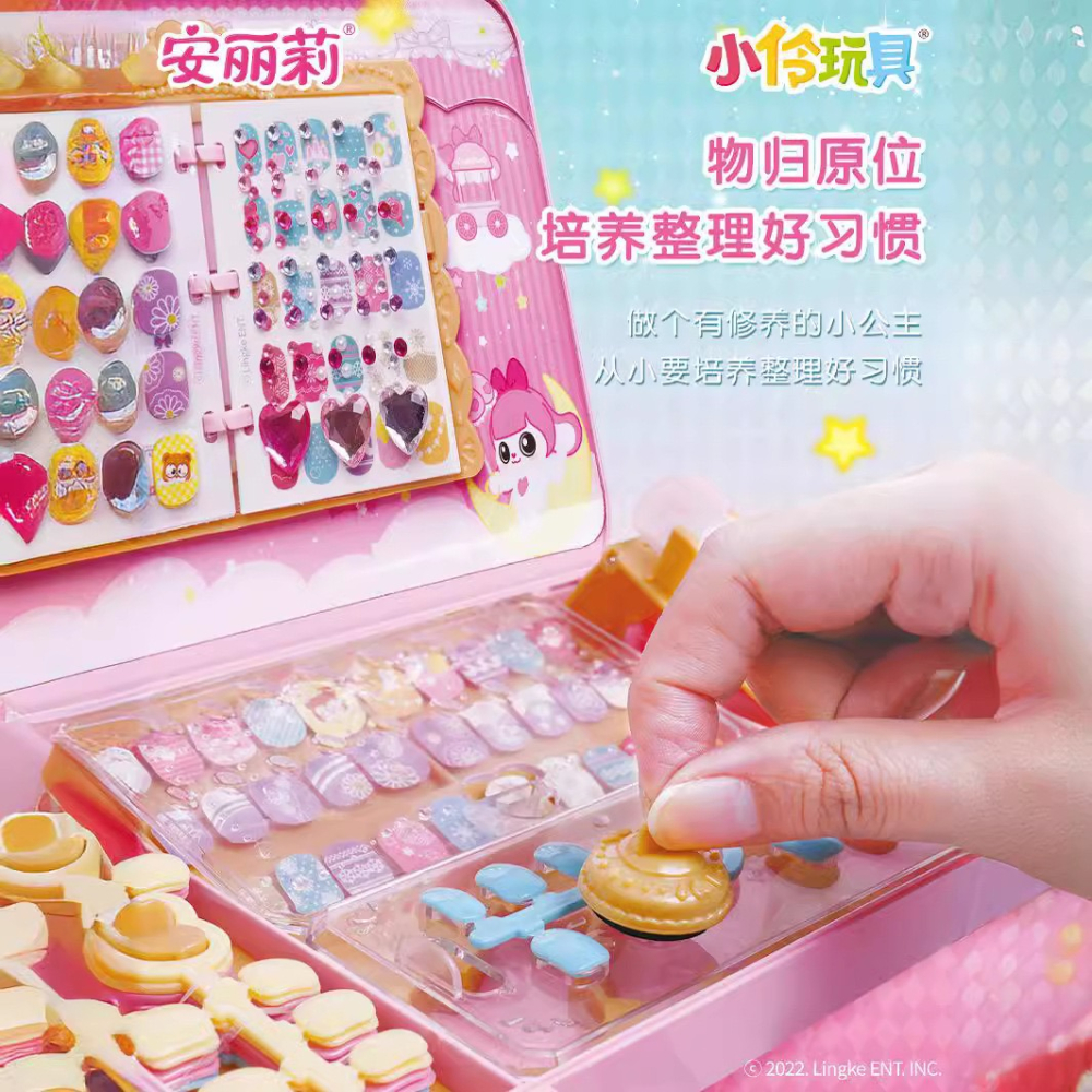 安麗莉幻彩美甲包 仿真指甲貼 兒童女孩過家家手工DIY貼紙 黑冷媽-細節圖3