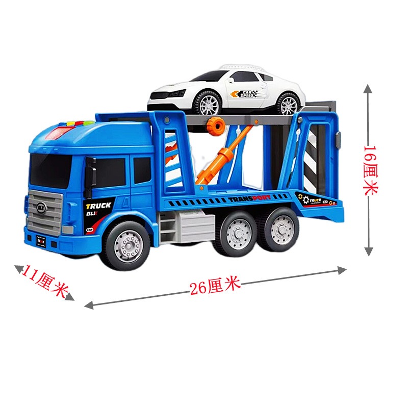 寶樂星 聲光摩輪運輪車 5839 慣性聲光運輸車 1:18 兒童慣性聲光故事運輸車可升降模擬車男孩過家家玩具 黑冷媽-細節圖3