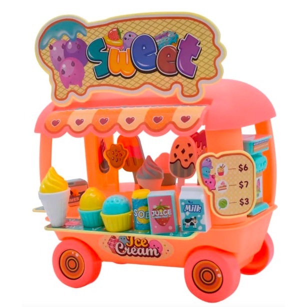 歡樂雪糕車 88001 33pcs 小小甜點車 需組裝 DIY組裝 冰淇淋攤車 家家酒遊戲 女孩過家家玩具 黑冷媽-細節圖3