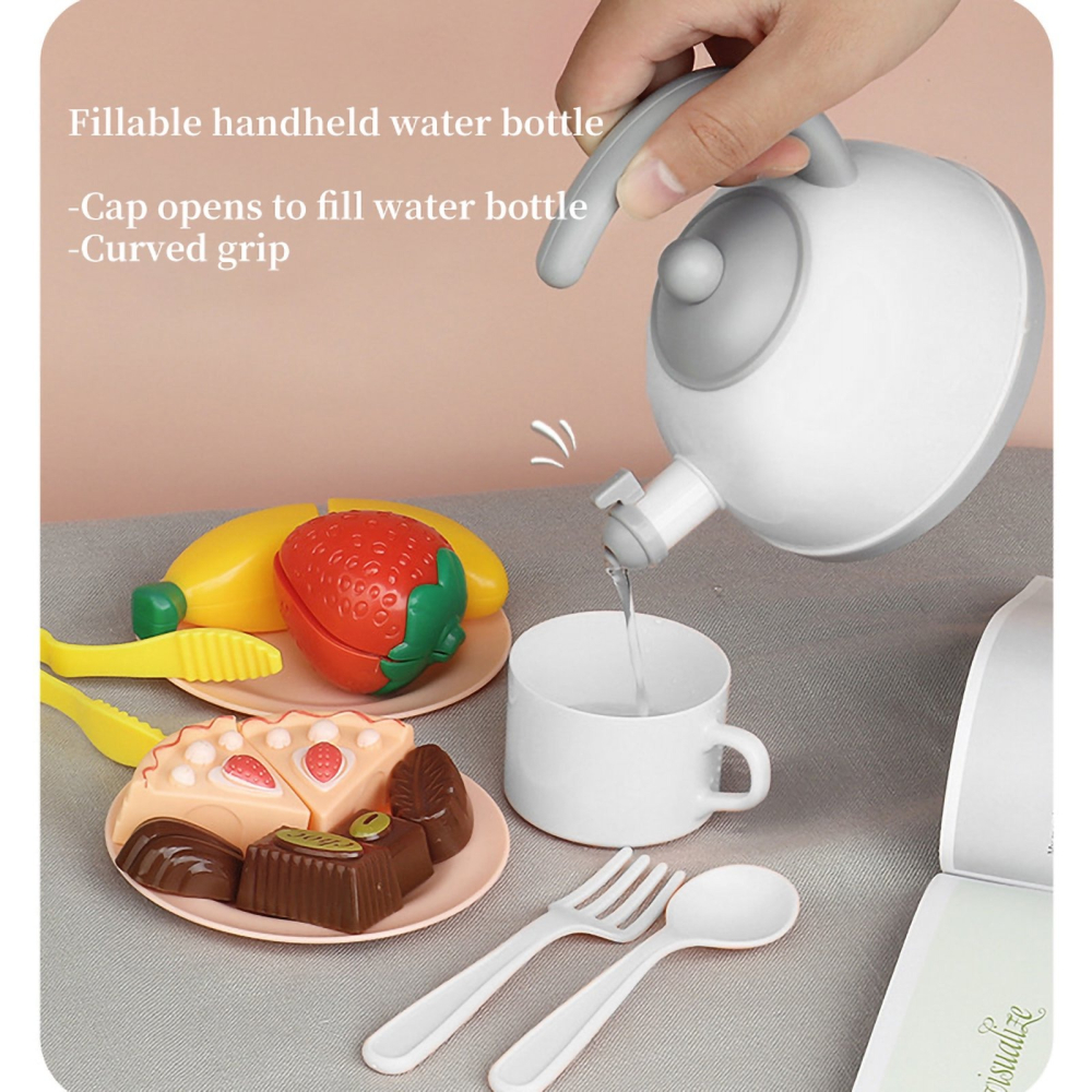 聲光音樂觸摸廚房豪華組 501-1 二色混裝 過家家模擬觸摸廚房餐具聲光音樂水果蛋糕切切樂玩具套裝 (詰) 黑冷媽-細節圖2