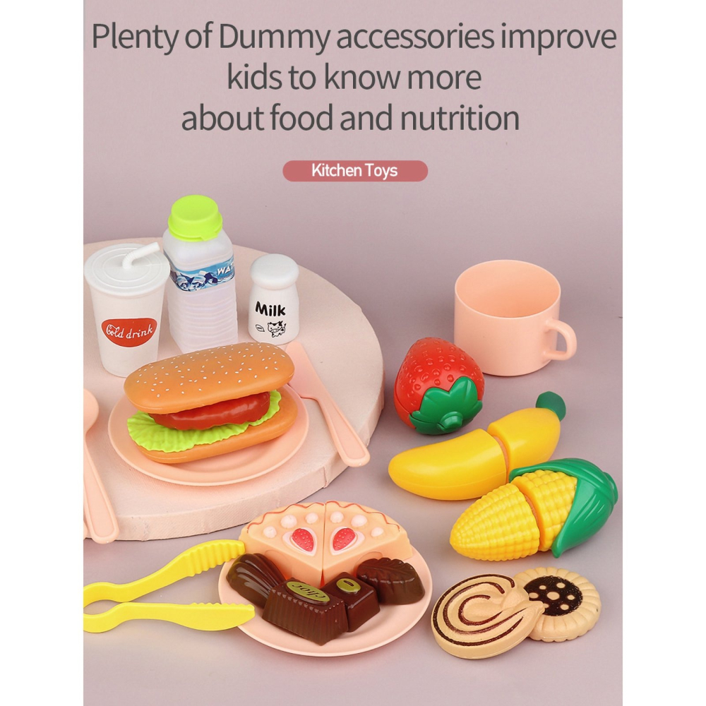 聲光音樂觸摸廚房豪華組 501-1 二色混裝 過家家模擬觸摸廚房餐具聲光音樂水果蛋糕切切樂玩具套裝 (詰) 黑冷媽-細節圖3