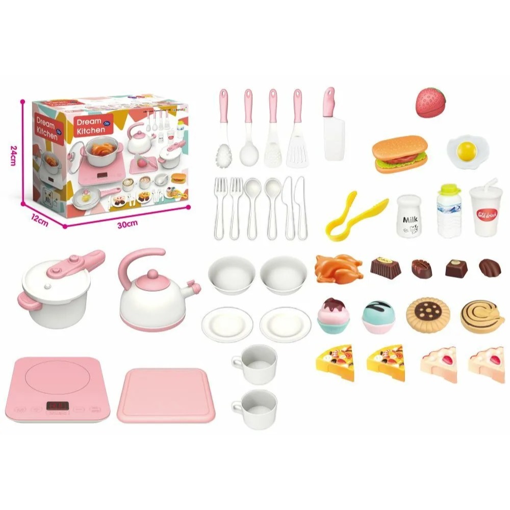 聲光音樂觸摸廚房豪華組 501-1 二色混裝 過家家模擬觸摸廚房餐具聲光音樂水果蛋糕切切樂玩具套裝 (詰) 黑冷媽-規格圖4