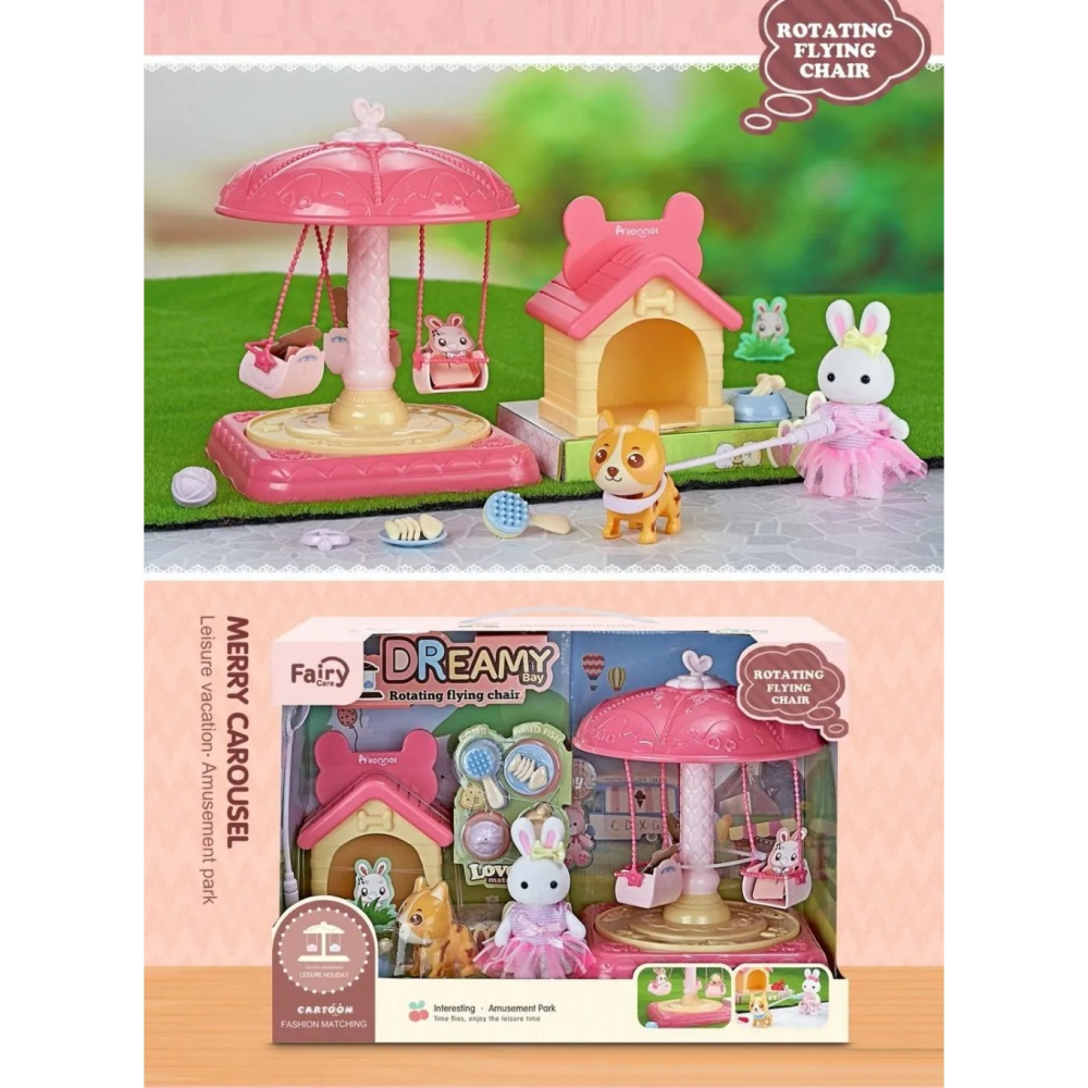 萌兔遊樂園系列 摩天輪 搖獎機 旋轉鞦韆  萌兔組合遊戲 遊樂園遊戲 家家酒 兒童玩具 黑冷媽-細節圖2
