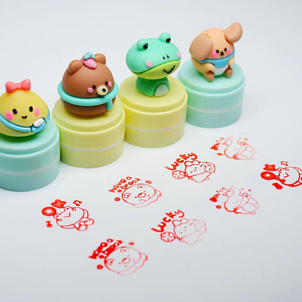 動物家族印章 三入一組 兒童獎勵印章可愛卡通公仔印章幼稚園鼓勵表揚印章教師獎勵小印章 黑冷媽-細節圖3