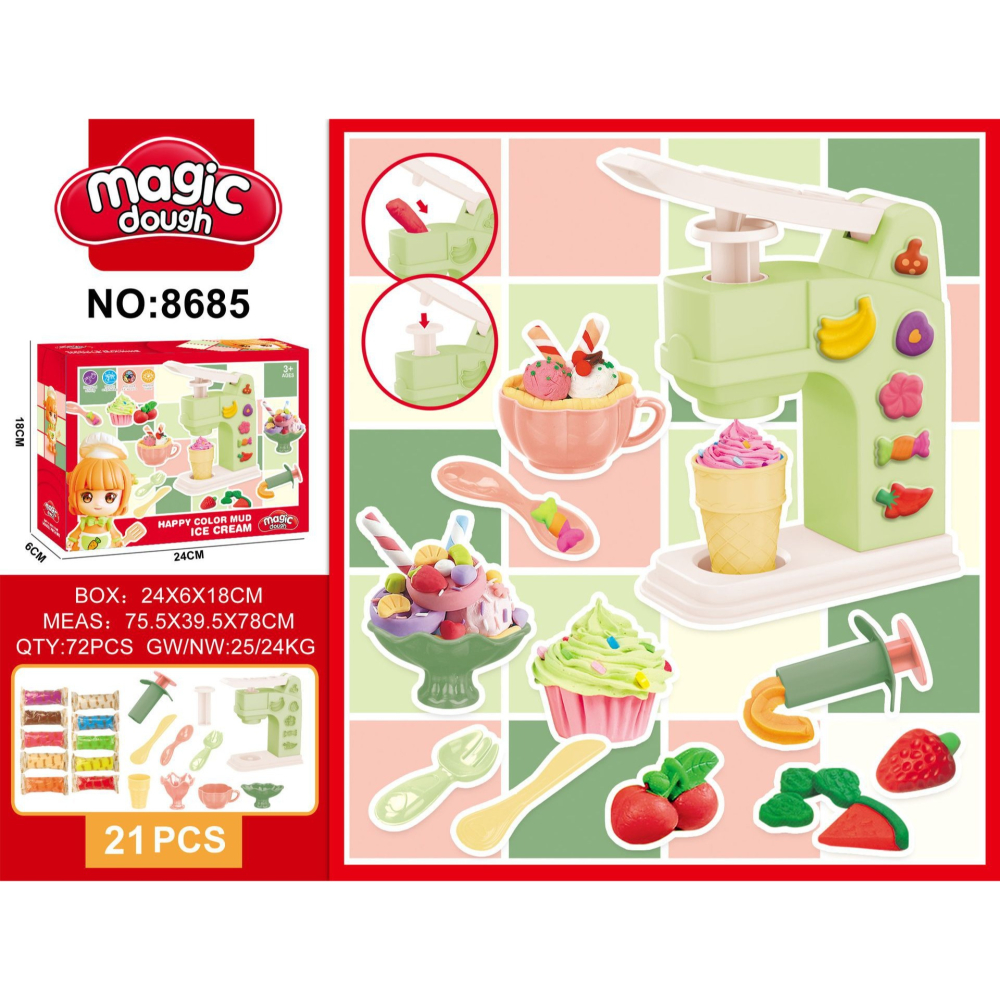 水果霜淇淋機組 magic 黏土玩具 冰淇淋遊戲 擠冰淇淋 兒童玩具 家家酒 Ju26 黑冷媽-細節圖3