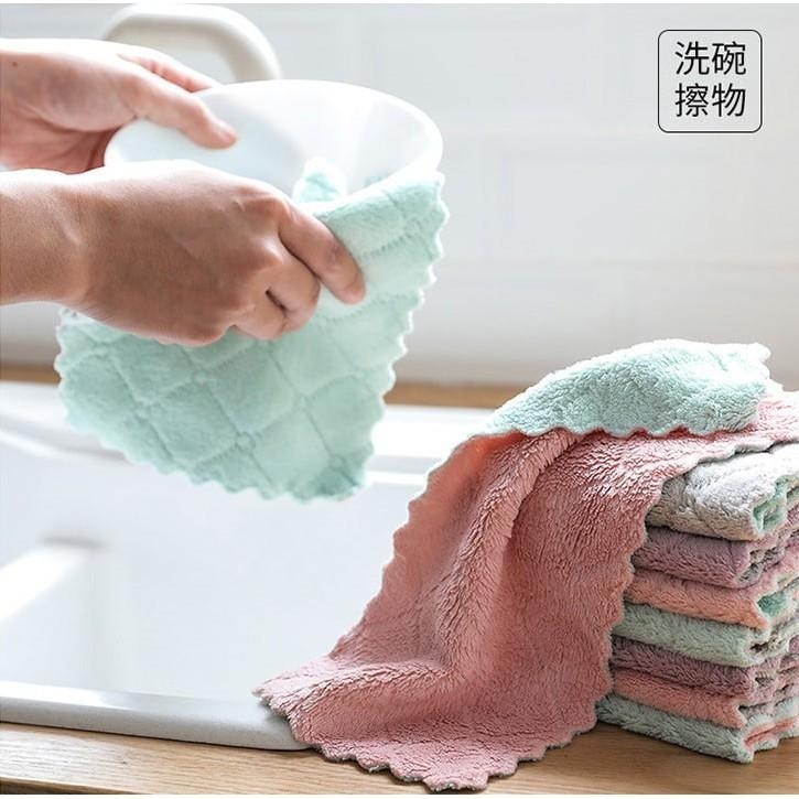 【珊瑚絨抹布25x25cm】 強力吸水 不掉毛 雙面抹布 無水痕抹布 百潔布 抹布 清潔布 洗碗 餐桌擦拭 洗碗布-細節圖2